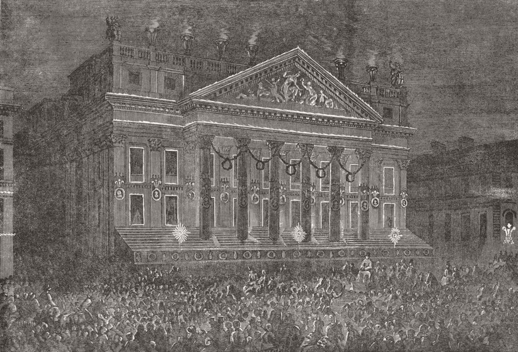 LONDON. Illumination of Mansion House 1863 old antique vintage print picture