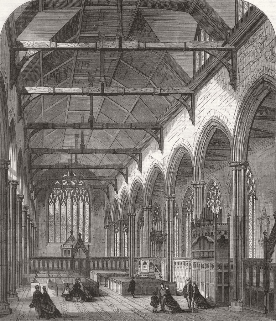 The Dutch Church, Austin Friars, City of London 1865 old antique print picture