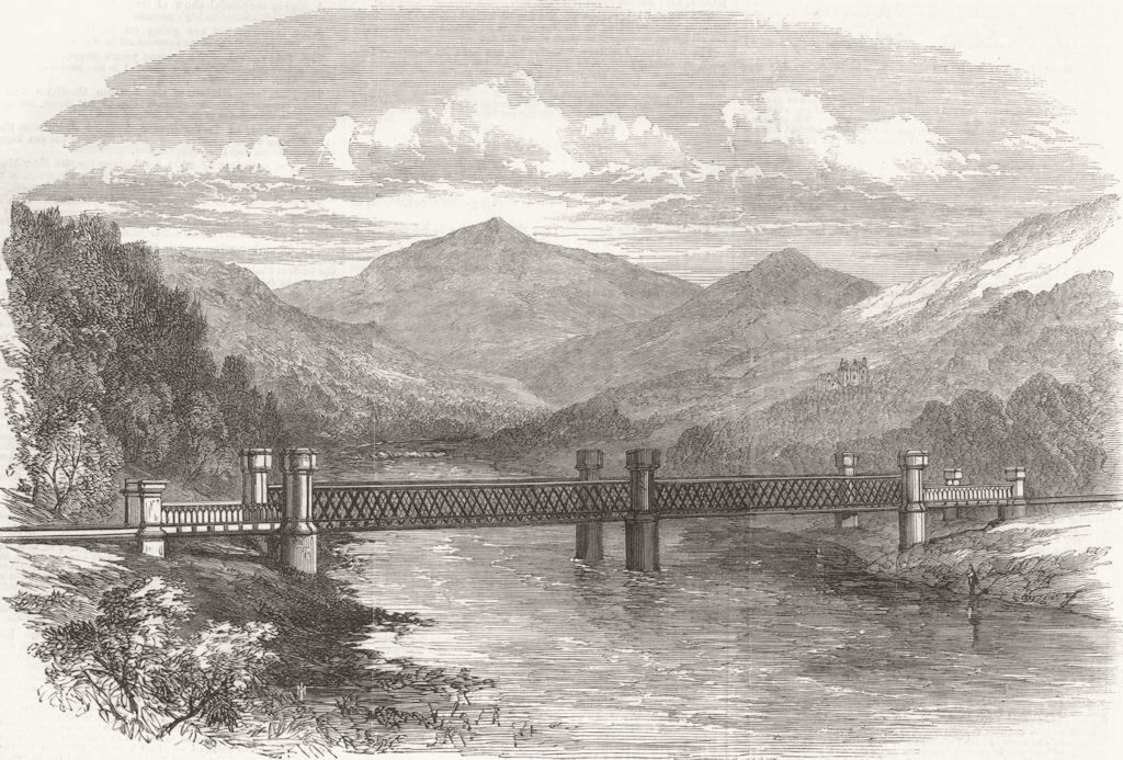 SCOTLAND. Aberfeldy. Tummel Rail Viaduct, Logierait 1865 old antique print