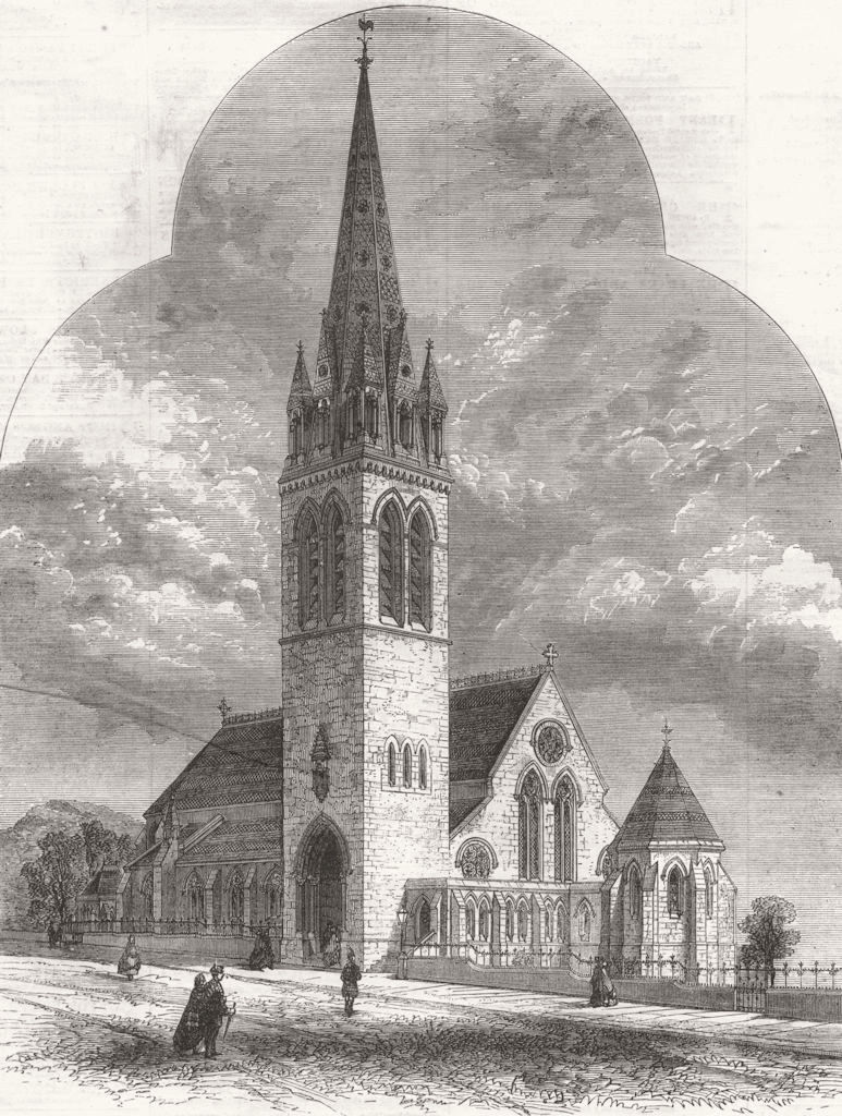 SCOTLAND. St Peter's Church, Edinburgh 1868 old antique vintage print picture