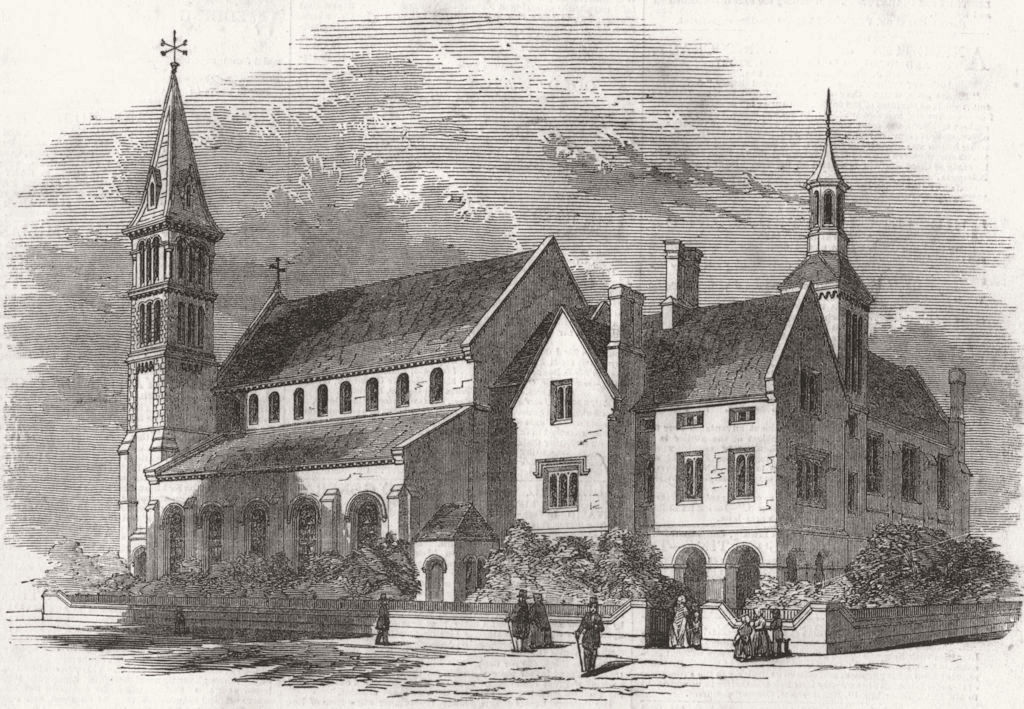 LONDON. Christchurch & Schools, Bermondsey 1849 old antique print picture