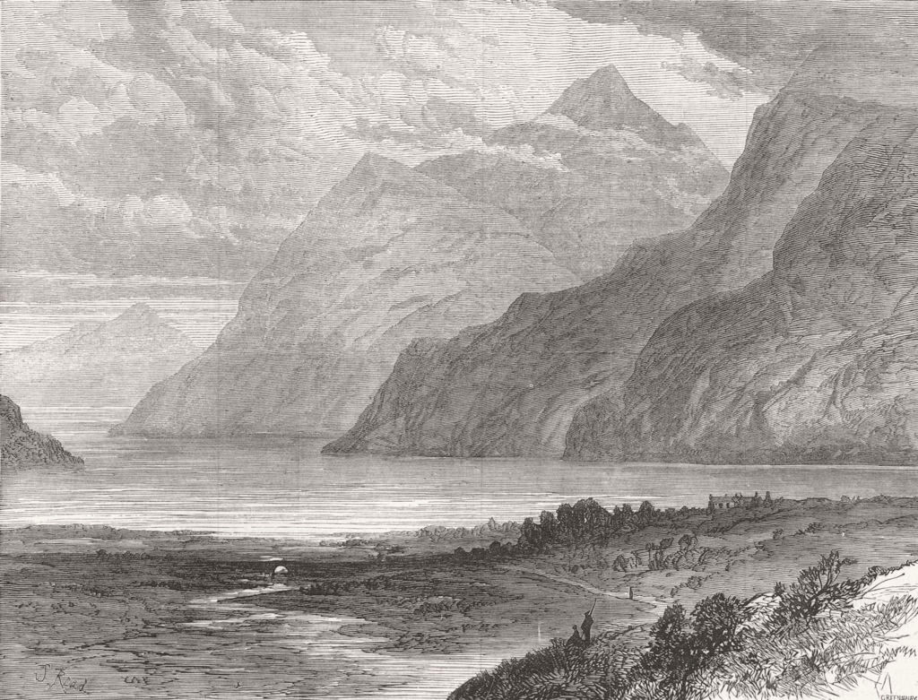 SCOTLAND. Loch Maree, from Kinlochewe 1877 old antique vintage print picture
