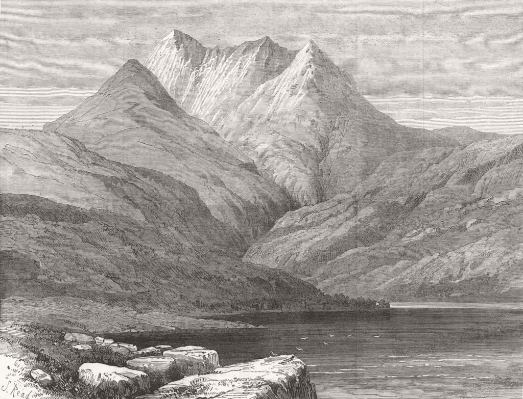 SCOTLAND. Ben Eag, Loch Maree 1877 old antique vintage print picture