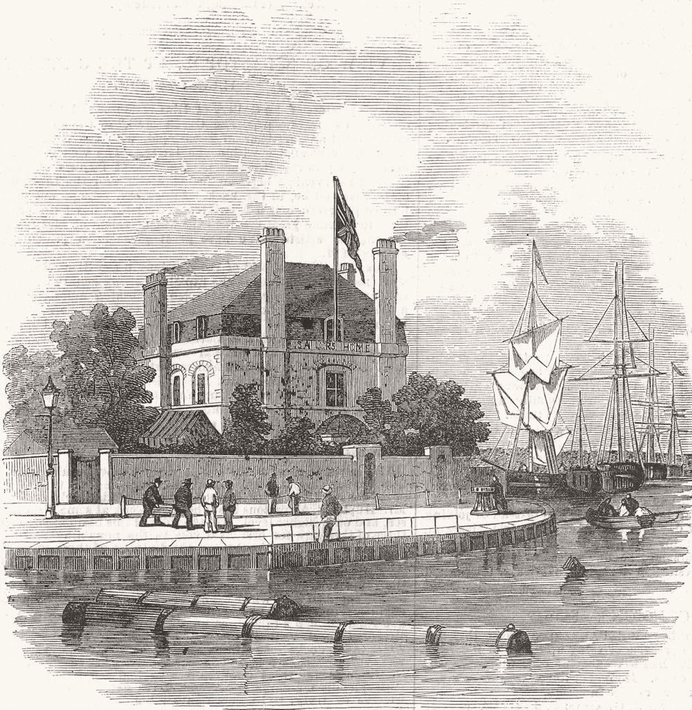 LONDON. The Poplar Sailors' Home 1854 old antique vintage print picture