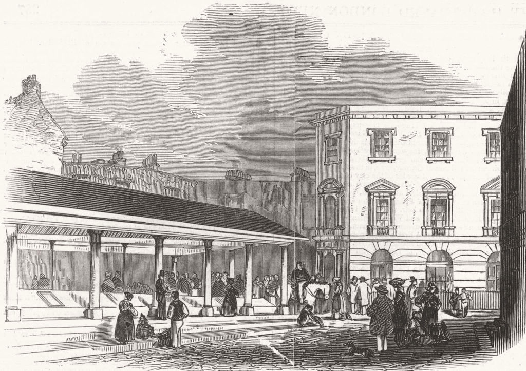 LONDON. Hutchison's Market, Aldgate 1845 old antique vintage print picture