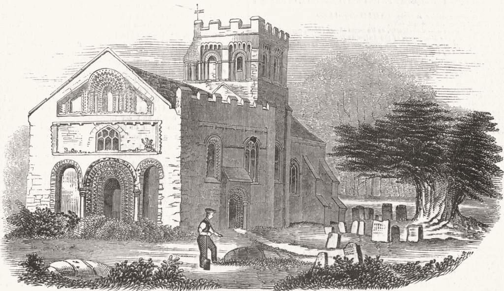 OXON. Iffley Church 1845 old antique vintage print picture