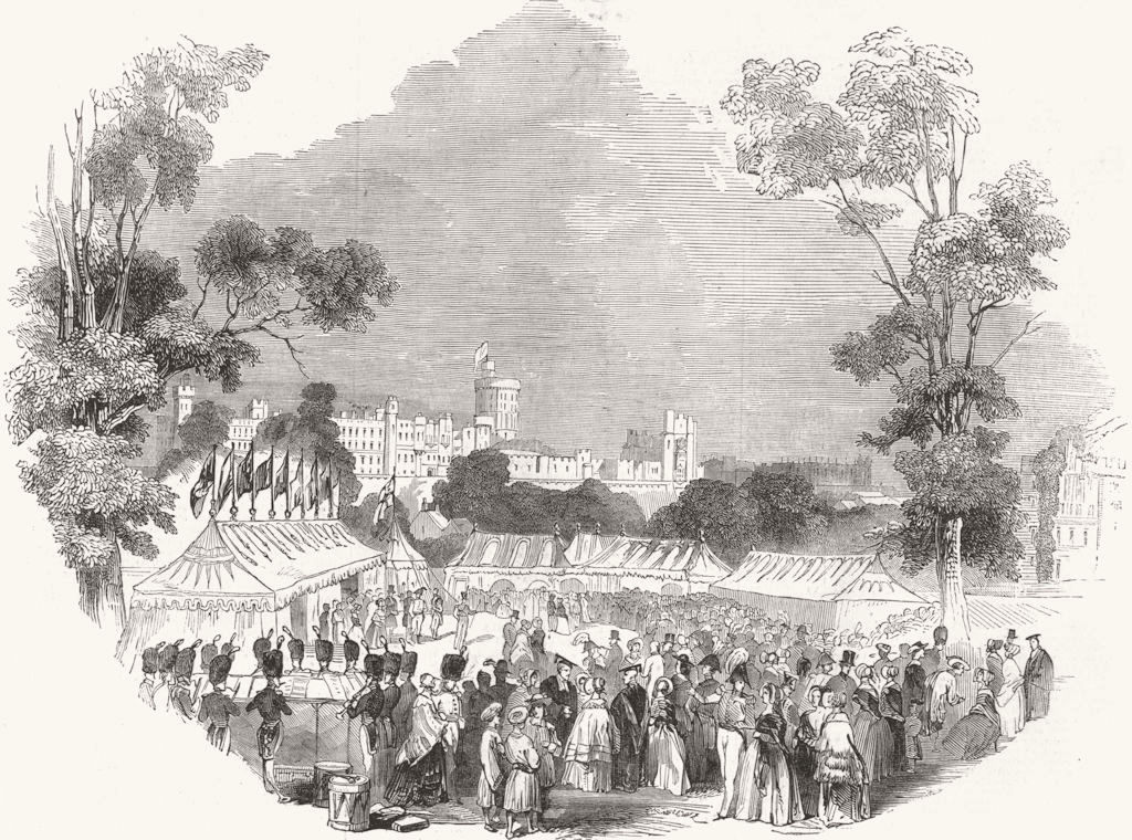 BERKS. Windsor Castle. Dinner, Fellows Eyot 1844 old antique print picture