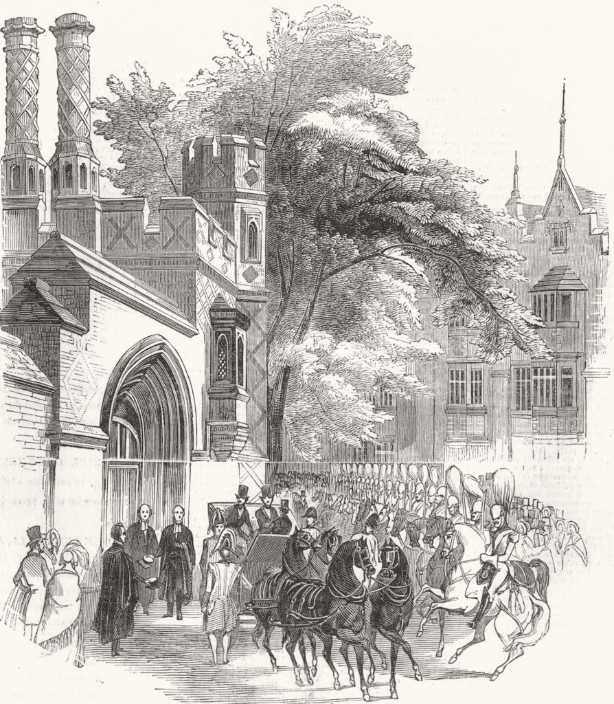 BERKS. Eton. Royal Carriage, Weston's Gate 1844 old antique print picture