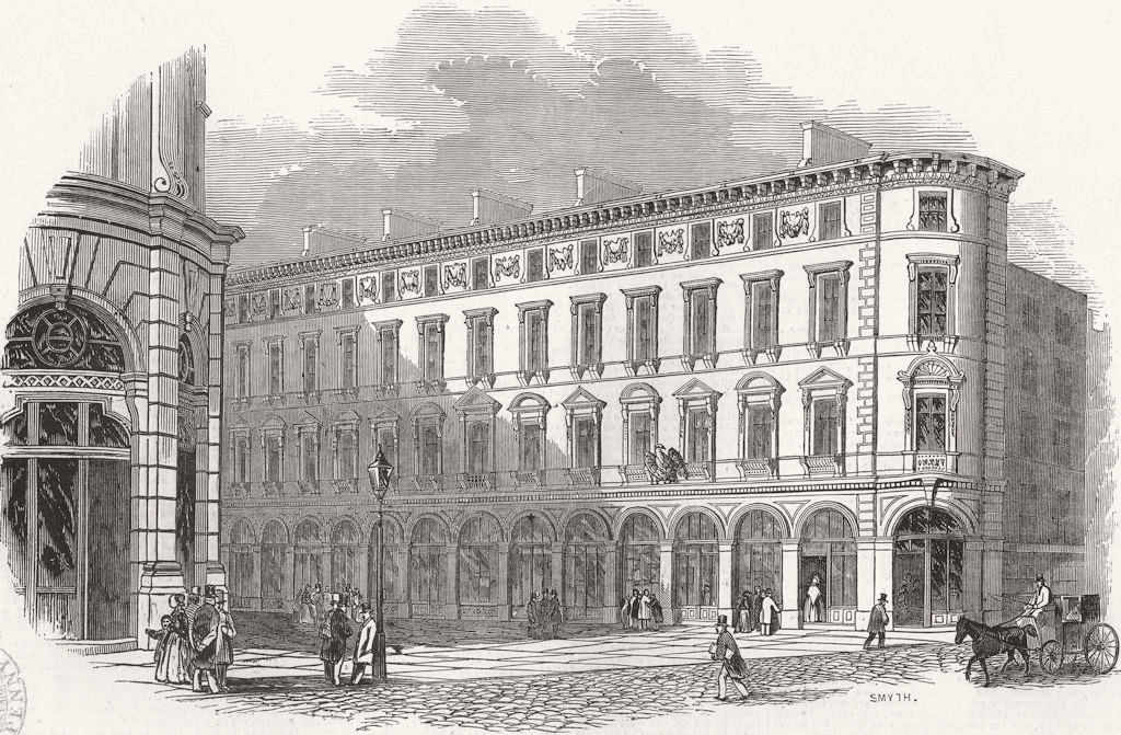 LONDON. Royal Exchange Buildings 1845 old antique vintage print picture