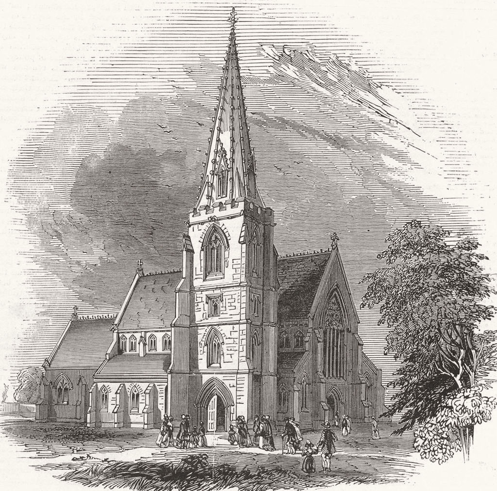 Associate Product WILTS. New Church, Swindon, Gt Western Railway 1845 old antique print picture