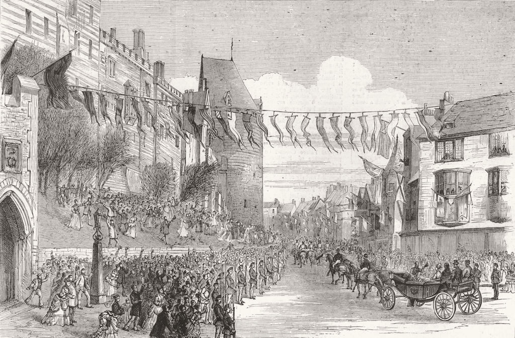 BERKS. Duke of Edinburgh parade, Thames St, Windsor 1874 old antique print