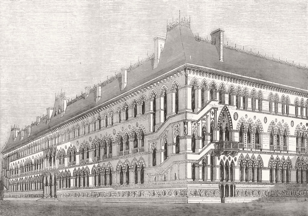 Associate Product FOREIGN OFFICE. 4th prize design(Deane & Woodward, ) 1857 old antique print