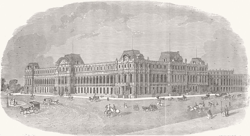 WHITEHALL. 7th prize design, War & Foreign Office 1857 old antique print