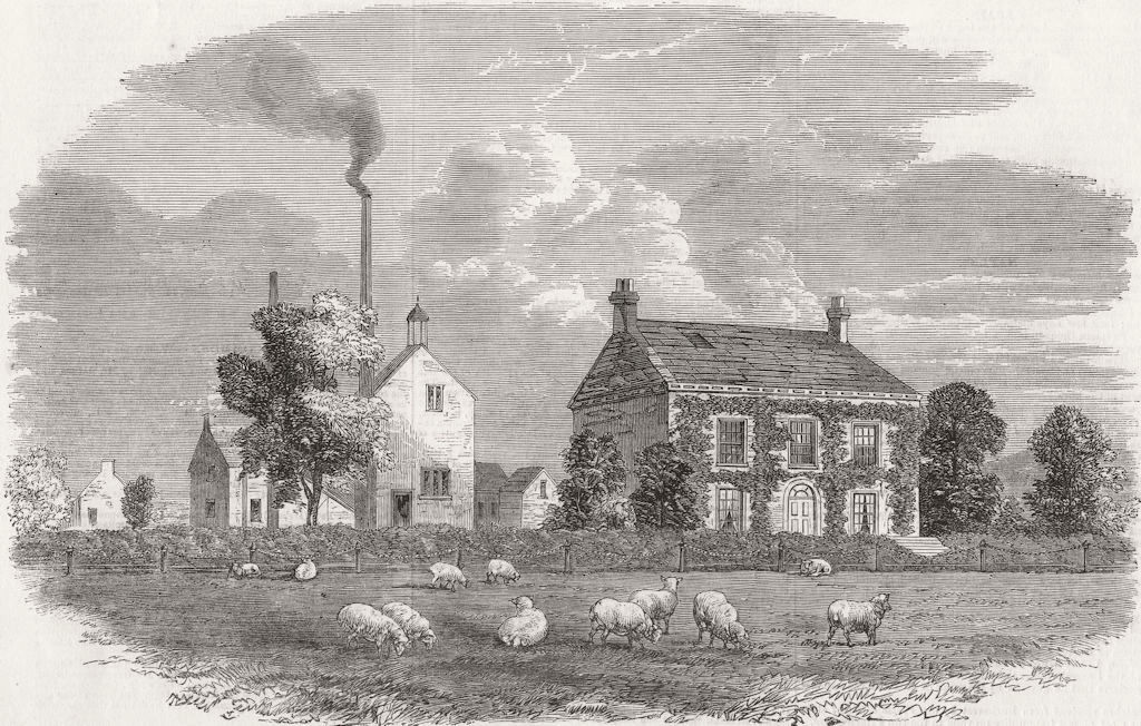 LANCS. Bright's birthplace, Rochdale 1859 old antique vintage print picture