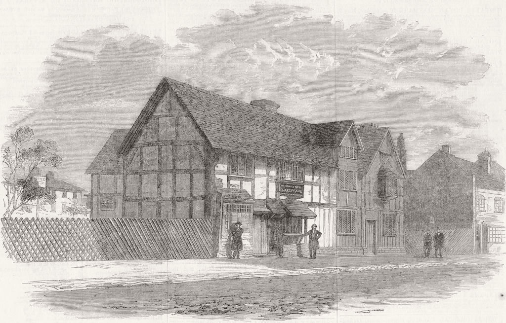 STRATFORD, AVON. Shakespeare's Birthplace,  1859 old antique print picture