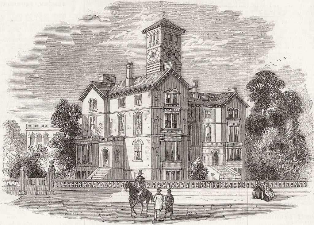 LONDON. Highbury New Park Collegiate School 1858 old antique print picture