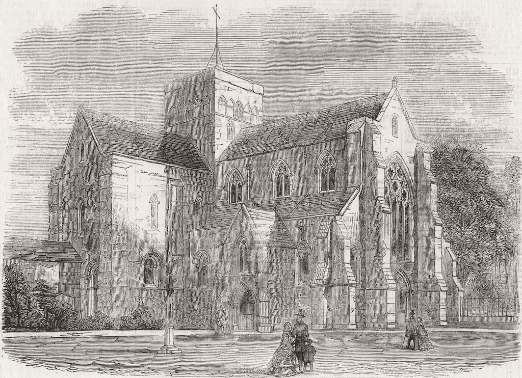 HANTS. Church of St Cross, Winchester 1859 old antique vintage print picture