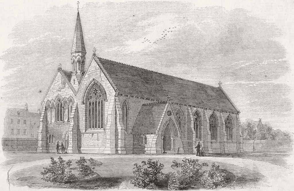 DONCASTER. St Jamess Church, Scott  1858 old antique vintage print picture