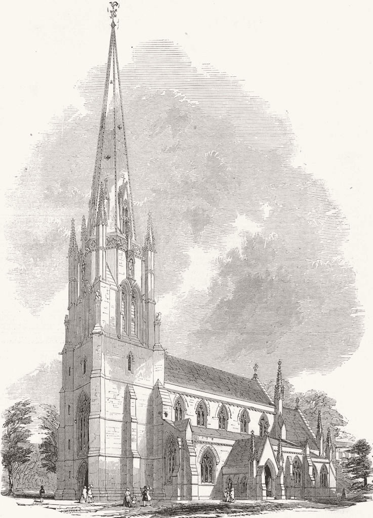 EALING. Christ Church, founded by Miss Lewis 1858 old antique print picture