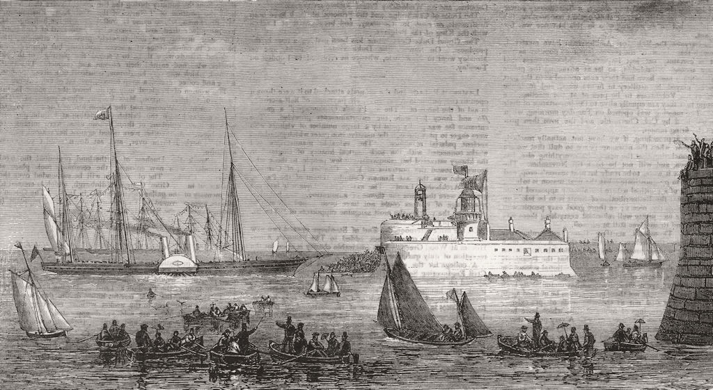 DUBLIN. Arrival of Victoria & Albert, Dún Laoghaire 1871 old antique print