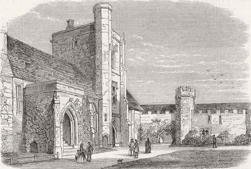 Associate Product HANTS. Beaufort Tower, Winchester Cathedral 1859 old antique print picture
