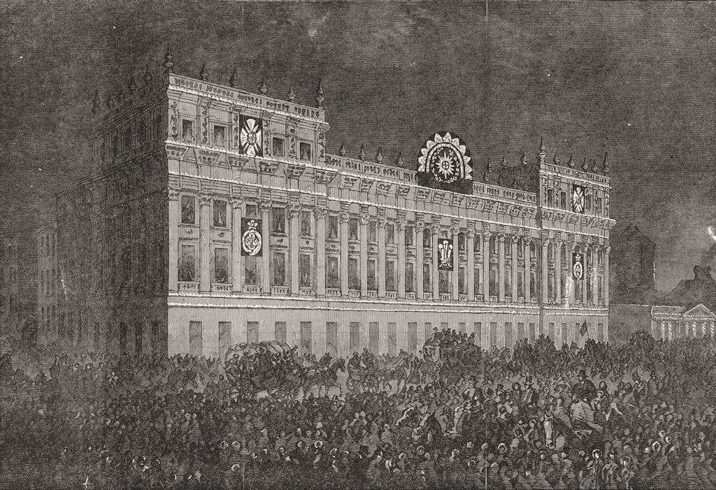 Associate Product LONDON. Illumination of Treasury, Whitehall 1863 old antique print picture