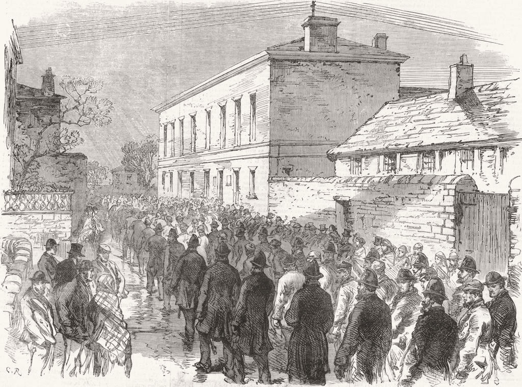 BARNSLEY. Colliery Riots. Prisoners going to Ct 1870 old antique print picture