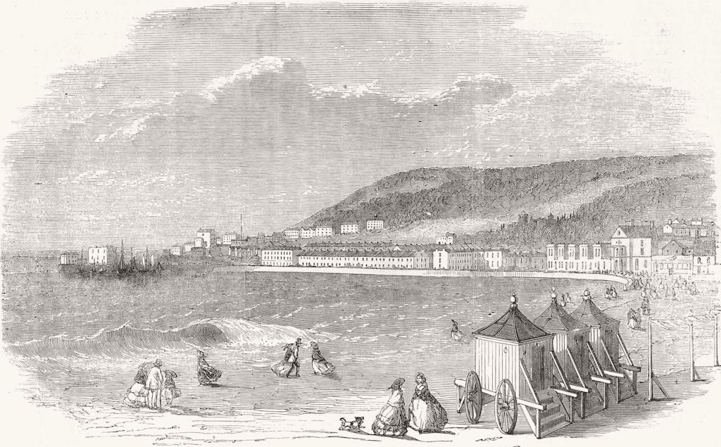 GLOS. Weston-Super-Mare, from sands 1856 old antique vintage print picture