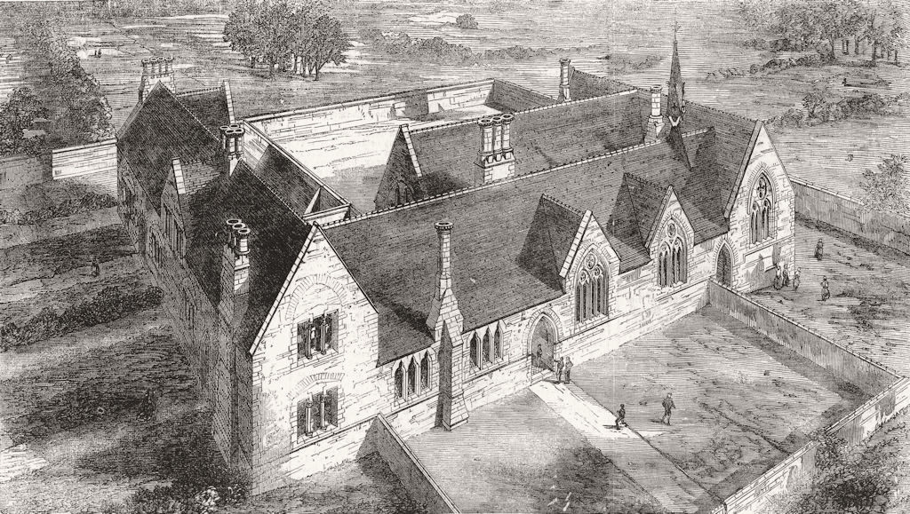 BUCKS. New Schools at Stantonbury 1858 old antique vintage print picture