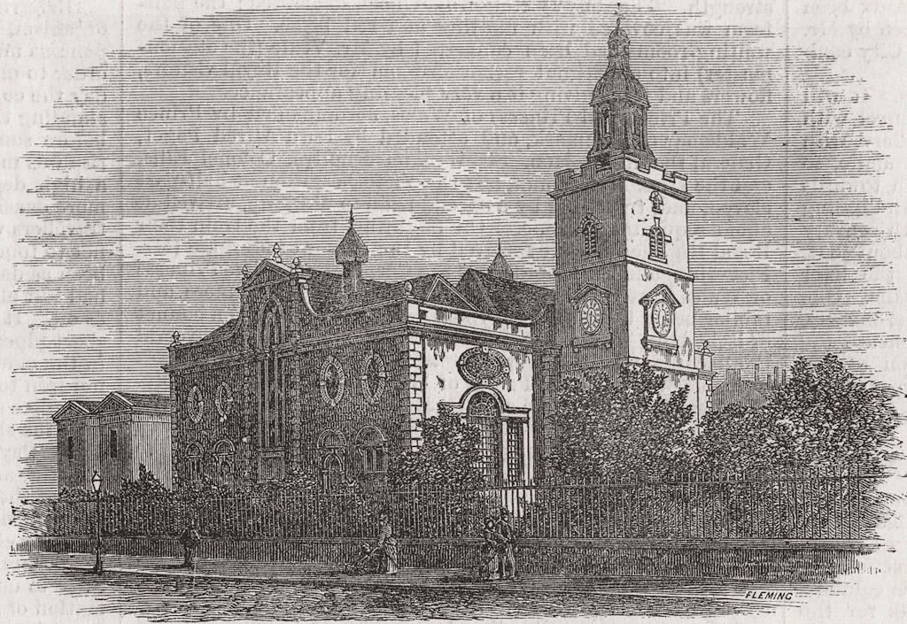 LONDON. Old Whitechapel Church 1875 antique vintage print picture