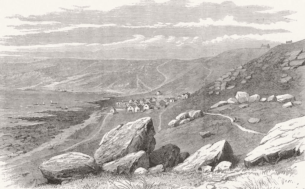 Associate Product LAND'S END. Whitsand Bay, Cornwall, Atlantic cable 1881 old antique print