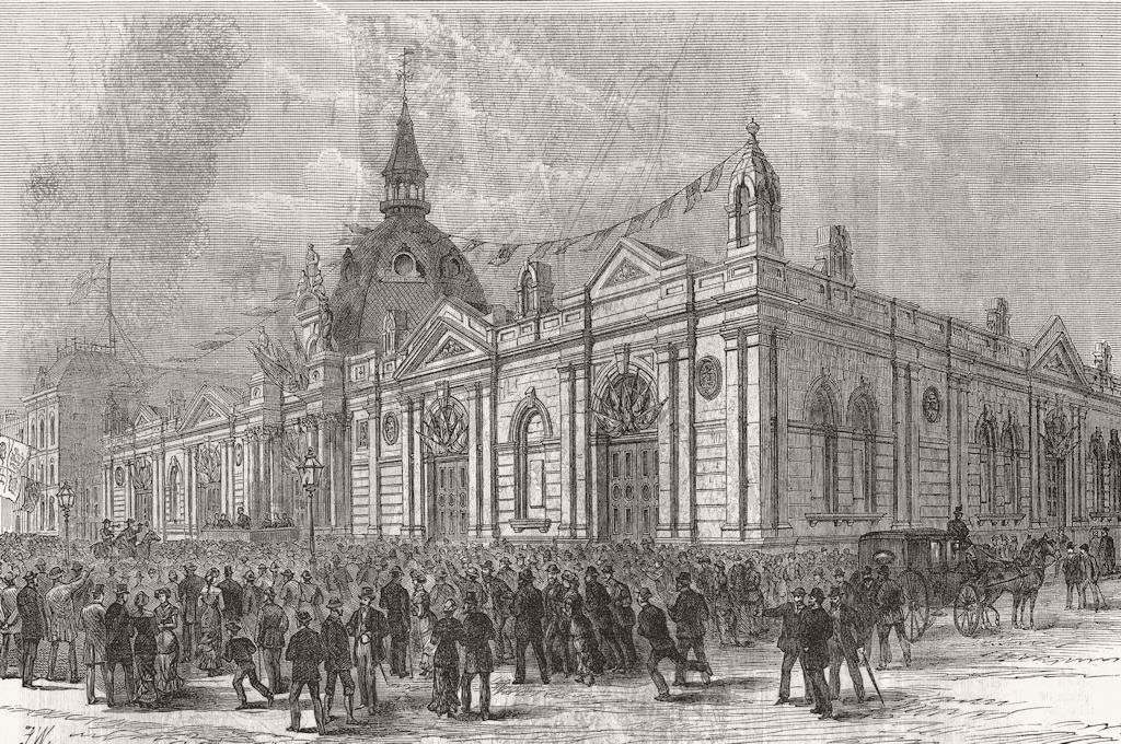 Associate Product LANCS. Opening new Market-Hall, Southport 1881 old antique print picture