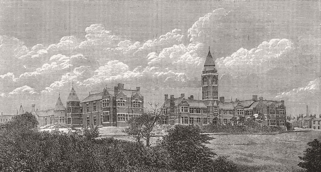 LANCS. New hospital, Bolton, Lancashire 1881 old antique vintage print picture