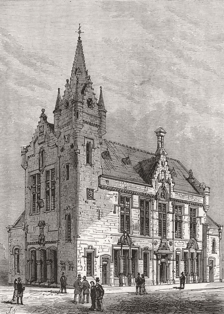 GLASGOW. Crosshill & Govanhill Burgh Hall  1880 old antique print picture