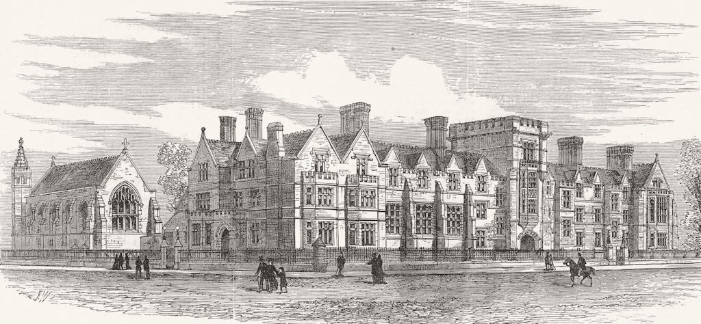 CAMBRIDGE. Ridley Hall, for Theology Students 1881 old antique print picture
