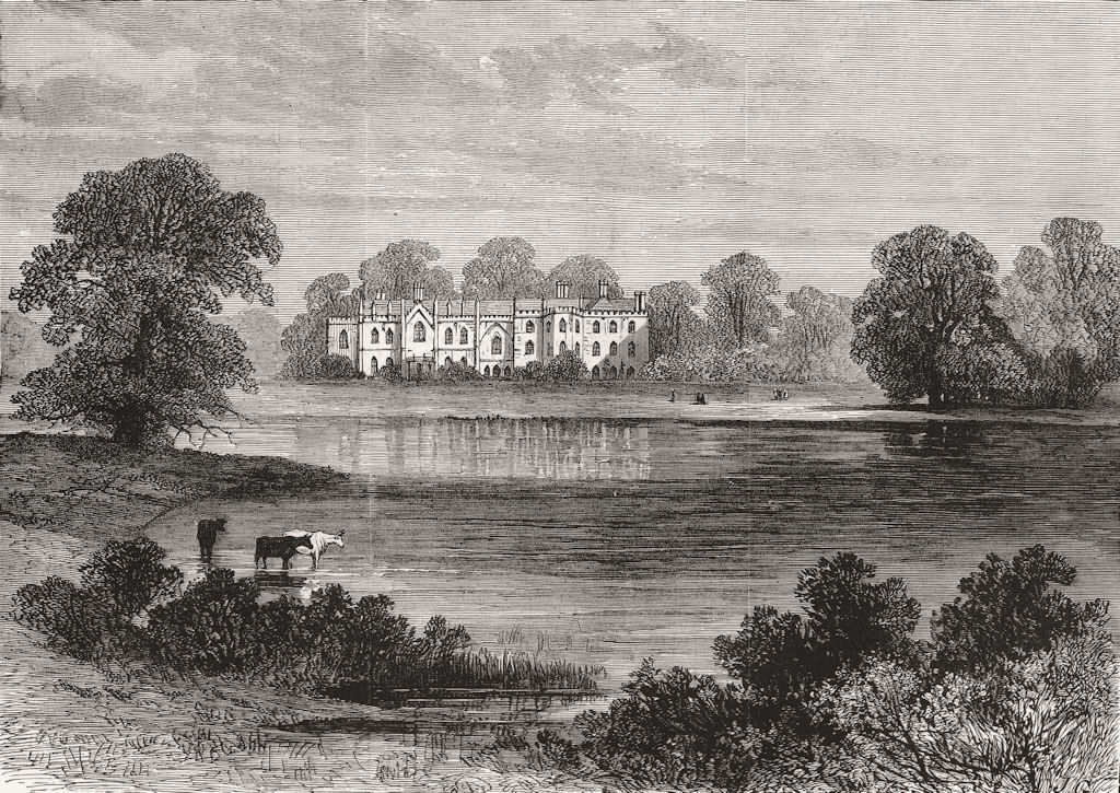 CHESHIRE. Combermere Abbey, Cheshire 1881 old antique vintage print picture
