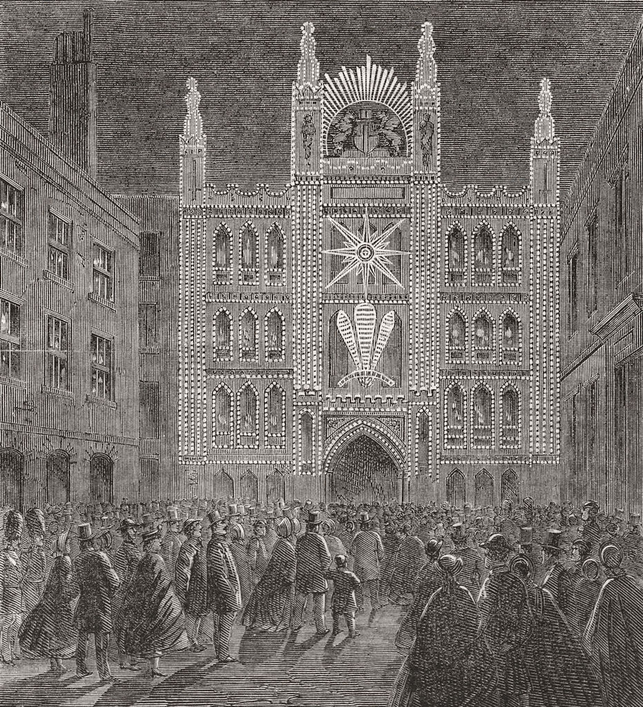 LONDON. Lights. Guildhall 1863 old antique vintage print picture