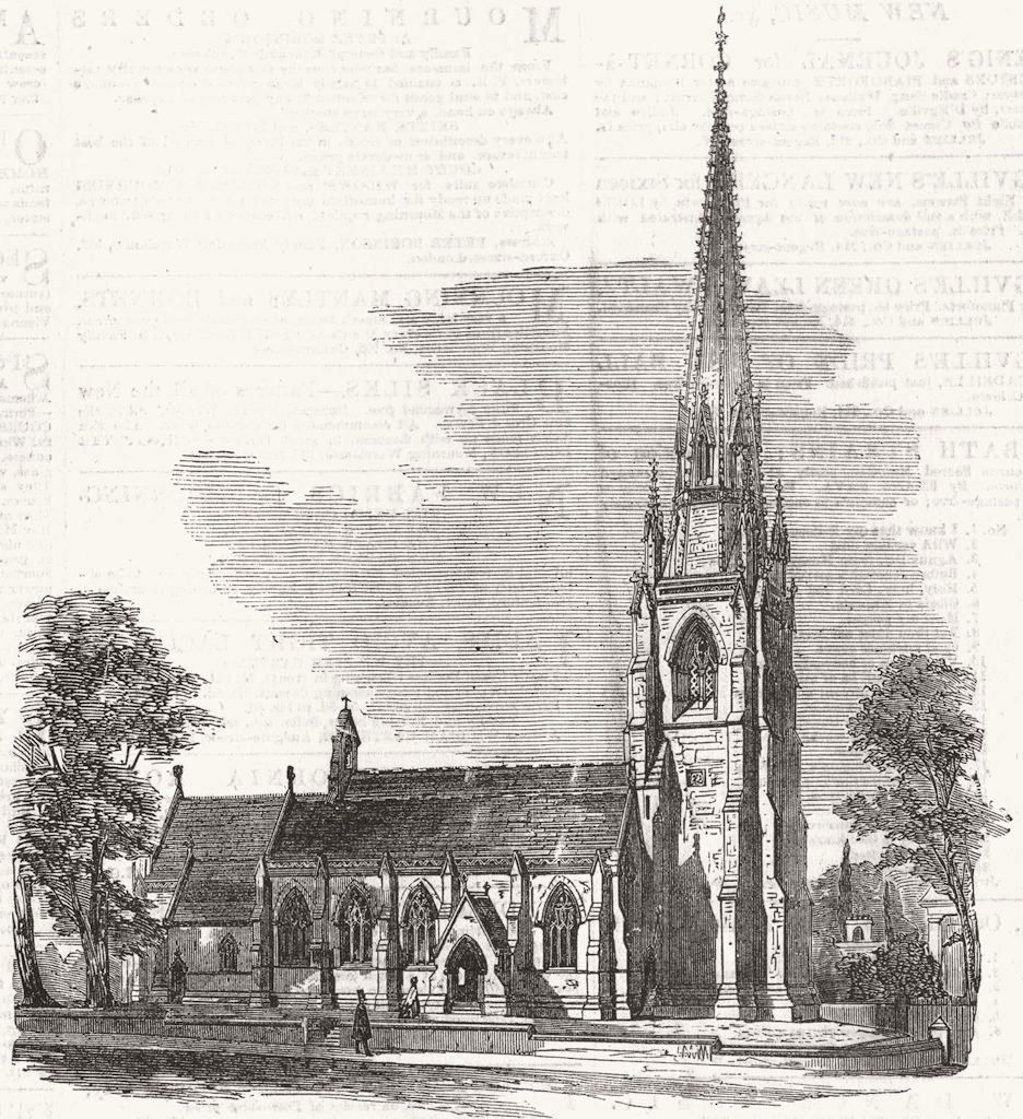 GLOS. New church, Stapleton, Bristol 1857 old antique vintage print picture