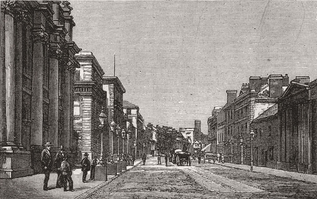 WALES. The High Street, Cardiff 1872 old antique vintage print picture