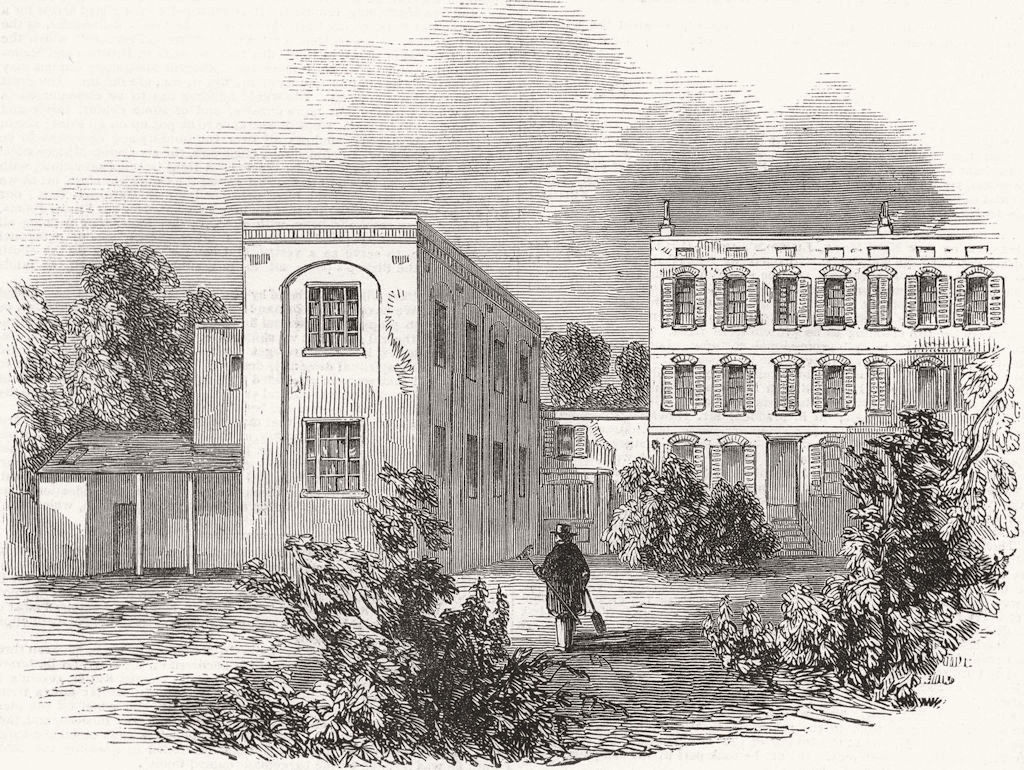 LONDON. German Hospital & Grounds 1845 old antique vintage print picture