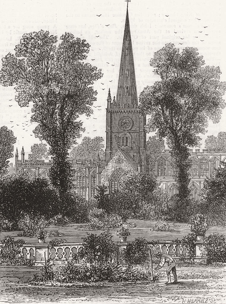 Associate Product STRATFORD. Church, where Shakespeare is buried 1877 old antique print picture