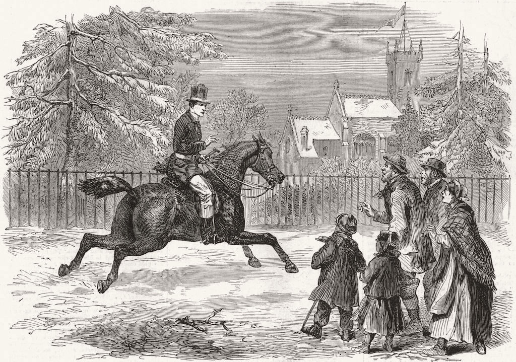 NORFOLK. Messenger from Sandringham to Lynn Regis 1871 old antique print