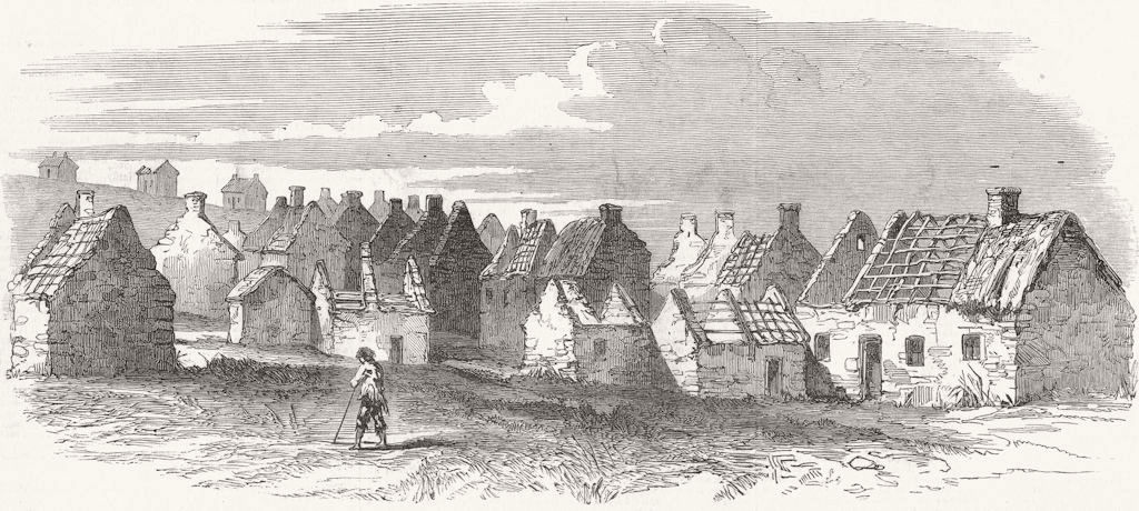 IRELAND. The Village of Tullig 1849 old antique vintage print picture