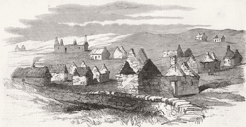 IRELAND. Village of Moveen 1849 old antique vintage print picture