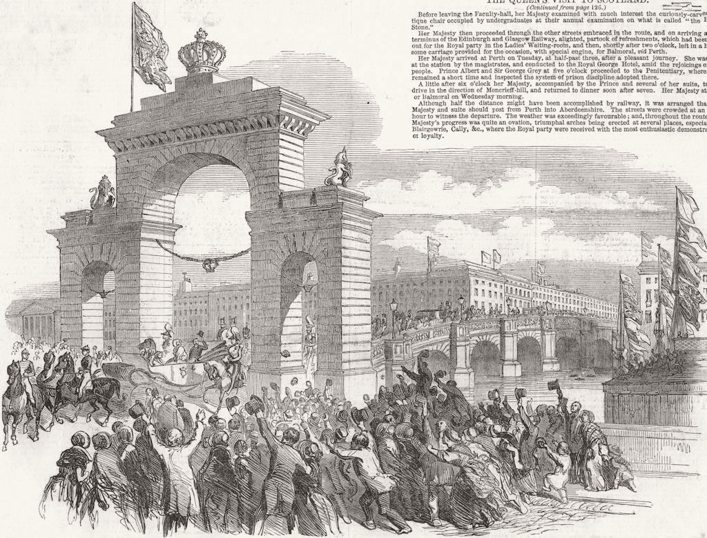 GLASGOW. Queen, Royal Triumphal Arch  1849 old antique vintage print picture