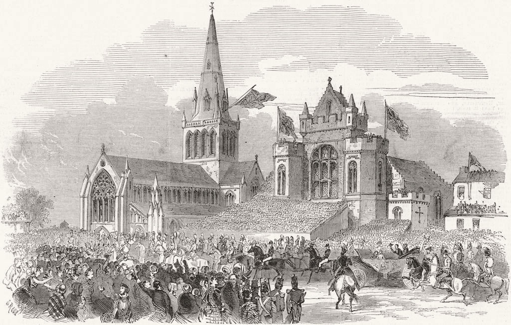 SCOTLAND. Queen's visit to Glasgow Cathedral 1849 old antique print picture