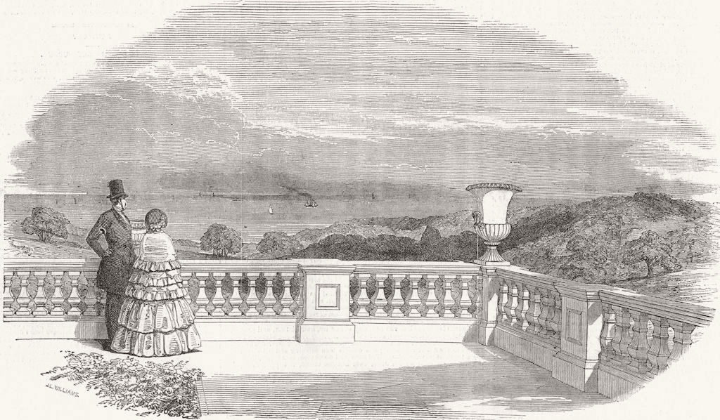OSBORNE. Isle of Wight. terrace  1849 old antique vintage print picture
