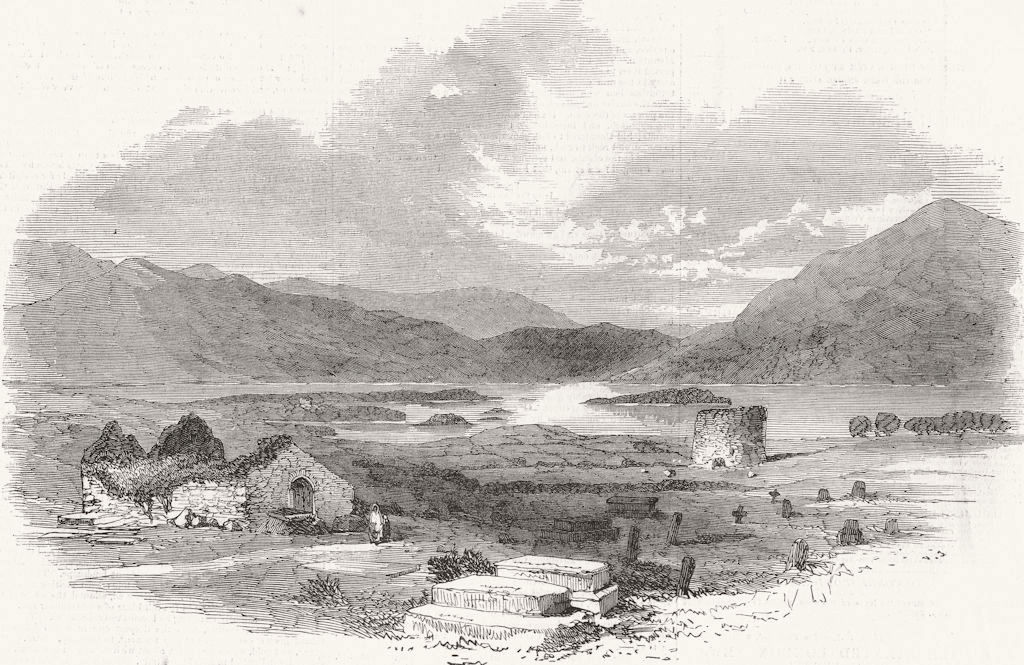KILLARNEY. Aghadoe, from Bishop's Pulpit 1849 old antique print picture