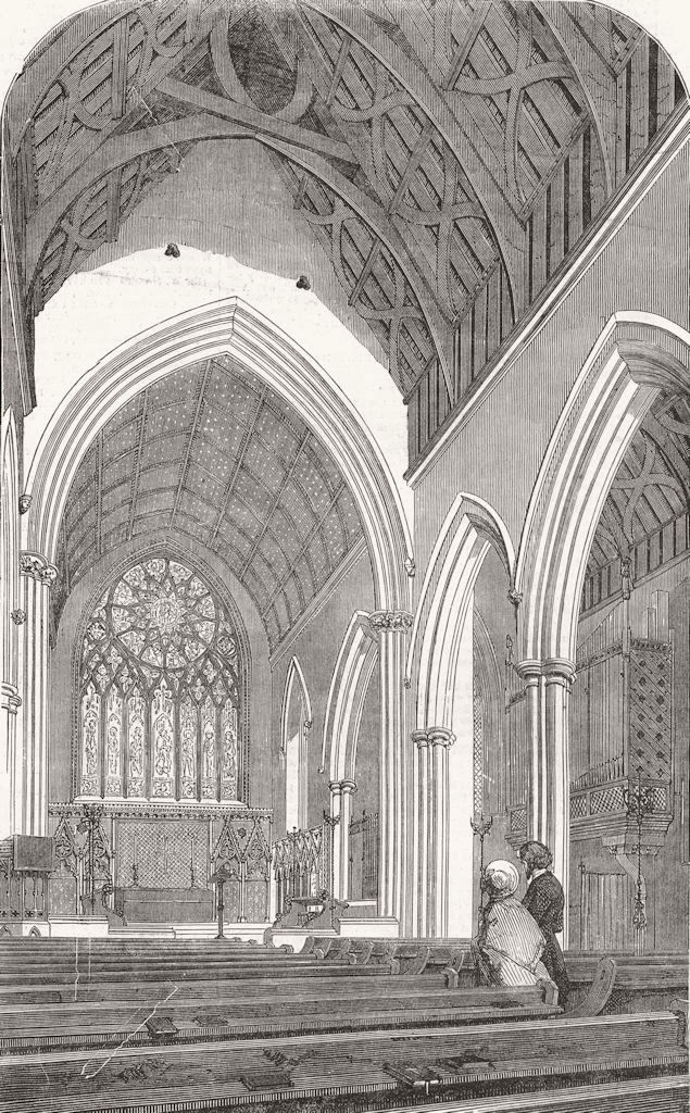 REGENTS PARK. St Mary Magdalene, Munster, Regent's 1852 old antique print