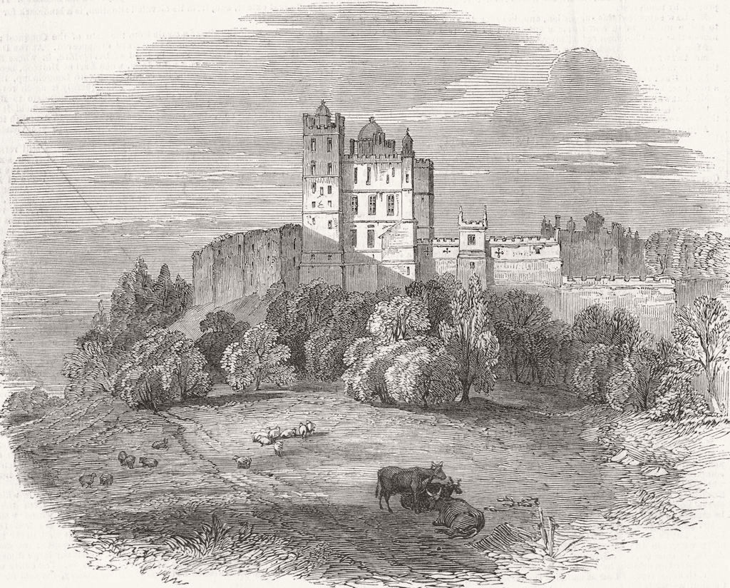 DERBYS. Bolsover Castle, Chesterfield 1849 old antique vintage print picture